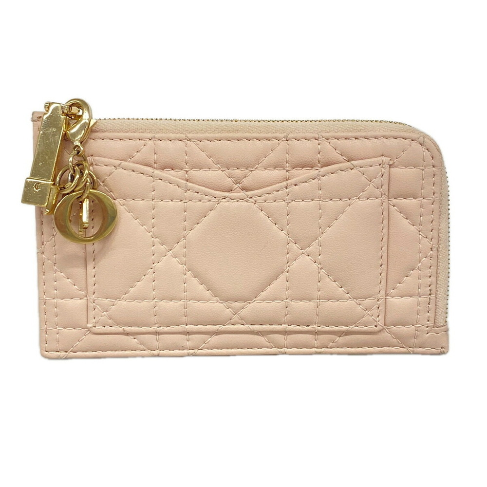 Christian Dior Wallet/Coin Case, Cannage Leather, Pink Champagne, Women's